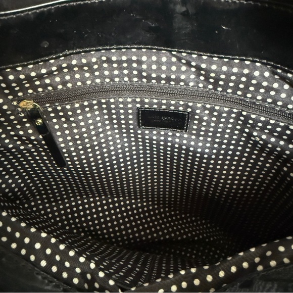 kate spade Black Puffy “Apres Ski” Tote Patent Leather Straps & Polka Dot Lining - Picture 8 of 17